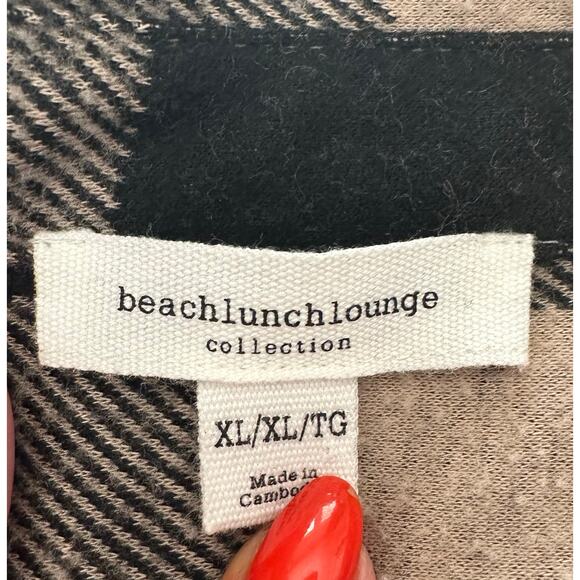 BeachLunchLounge- Tyler Flannel Tunic Shirt - Black/Cream - XL - Picture 12 of 14
